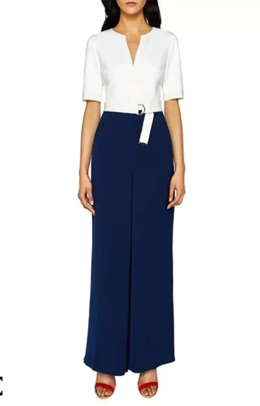 Ted Baker London ColorBlock Cross Back Jumpsuit, Size 4 Women Aleeix Color-Block
